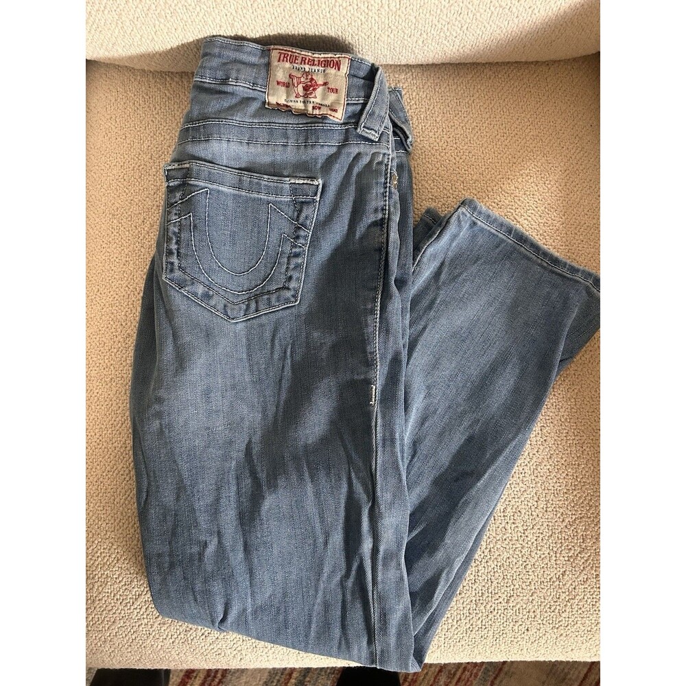 True Religion Women’s Skinny Jeans Light Wash Mid Rise Stretch 5-Pocket Denim 29